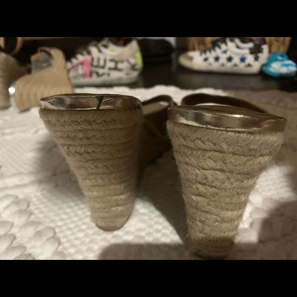 Boston proper gold open toe  wedge 8.5